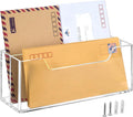 BEYGORM Acrylic Mail Organizer for #10 Envelopes, 2-Slot Wall-Mounted & Countertop Letter Holder, Clear Hanging Mail Rack for Home Office