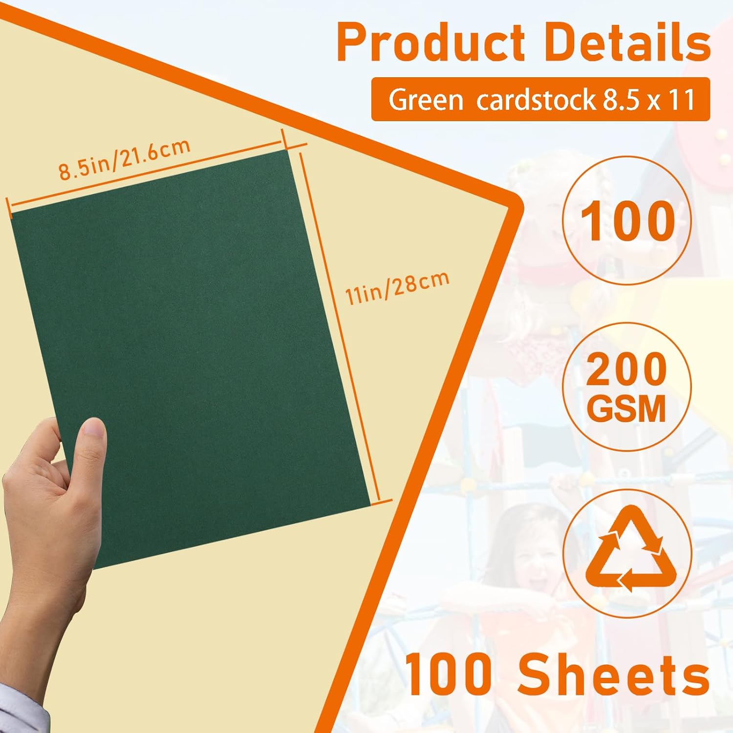 100 Sheets Dark Green Cardstock 8.5 x 11 Scrapbooking Paper, 75lb Heavyweight Green Construction Paper Card Stock for DIY Cards Making, School Crafting, Office Printing, Birthday, Memos
