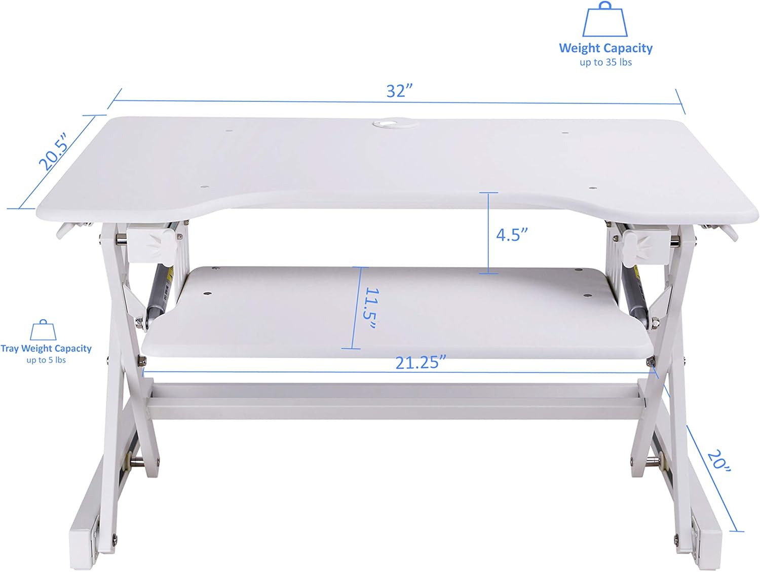 Rocelco 32" Height Adjustable Standing Desk Converter BUNDLE - Sit Stand Computer Workstation Riser with Anti Fatigue Mat - Dual Monitor Retractable Keyboard Tray Gas Spring - Black (R EADRW-MAFM)