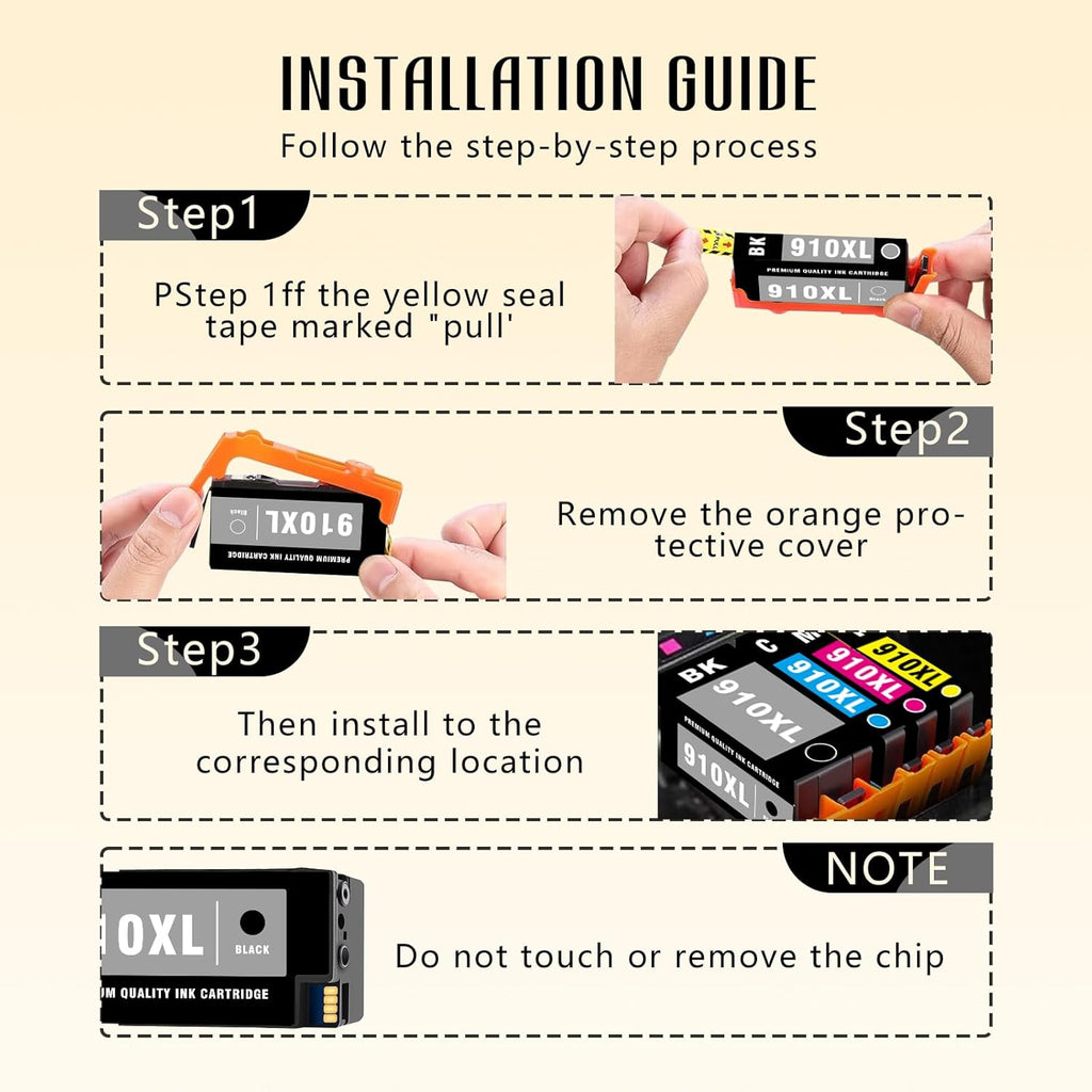 910 XL 910XL Black Ink Cartridges for HP Printers Replacement for HP 910 910XL HP910XL Ink Cartridge Combo Pack for HP 910 Ink for OfficeJet Pro 8020 8025 8028 8035 8030 OfficeJet 8010 8022 8015 8018