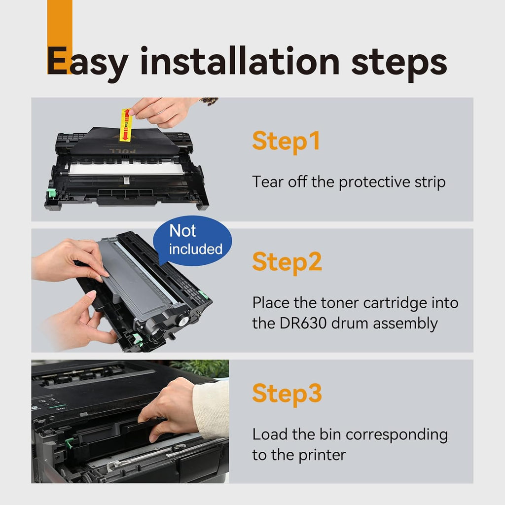 InkNI Compatible Drum (Not Toner) Replacement for Brother DR630 DR 630 Drum for HL-L2300D HL-L2320D HL-L2305W MFC-L2700DW HL-L2360DW HL-L2380DW DCP-L2540DW MFC-L2720DW Printer Black, 2-Pack