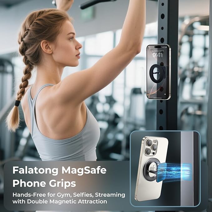 Dual-Side for Magsafe Phone Grip with Magnetic Phone Stand, Magnet Ring Holder for iPhone 16/15/14/13/12 Pro Max Series Magsafe Case, Strong Magnetic Car Mount, Gym Phone Holder