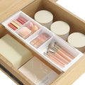 Lifewit Sliding Makeup Drawer Organizer Trays with Inserts, Extendable Hanging Desk Drawer Divider, Fits 13-20" Deep Drawers, 1.8" High Plastic Organizer Tray for Vanity, Office, Kitchen, White