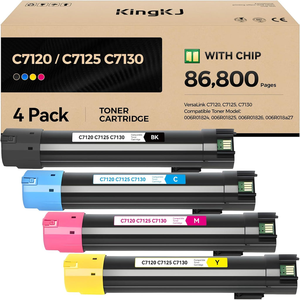 VersaLink C7120 C7125 C7130 High Capacity Toner Cartridge 4-Pack 006R01824 006R01825 006R01826 006R01827 Replacement Compatible for Xerox VersaLink C7120 C7125 C7130 Printer Black Cyan Magenta Yellow
