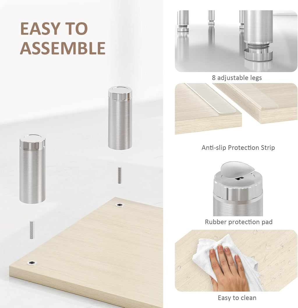AX Waber Dual Monitor Riser - Adjustable Length & Angle, Wooden Stand for 2 Monitors with Storage