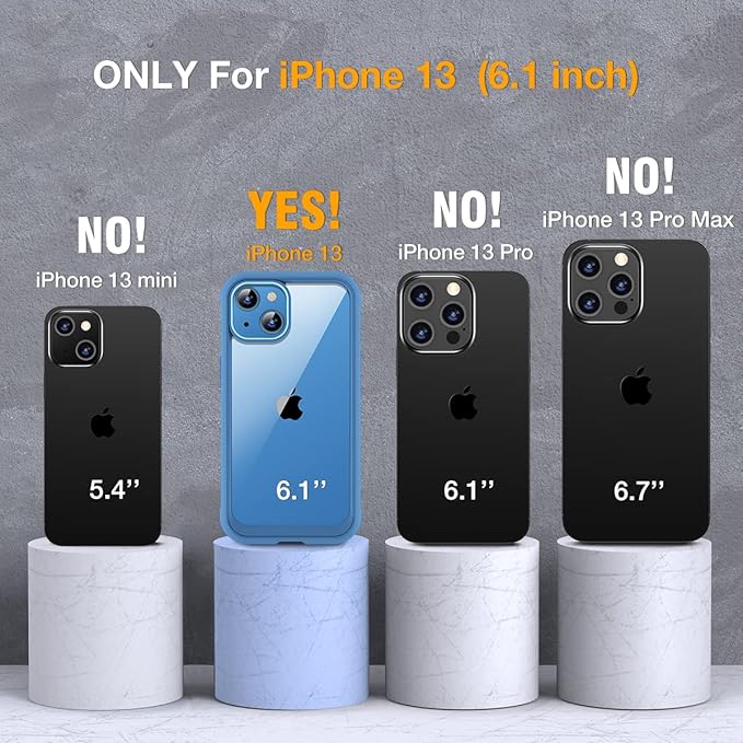 Miracase Compatible with iPhone 13 case 6.1 inch, 2023 Upgrade Full-Body Glass Clear Case Bumper Case with Built-in 9H Tempered Glass Screen Protector for iPhone 13 (Capri Blu)