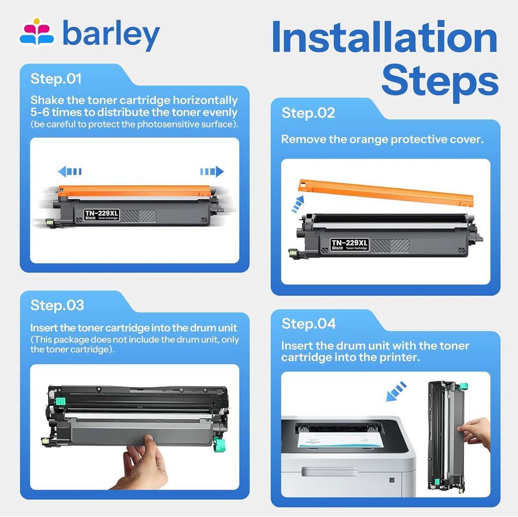 TN229XL TN229 Toner Cartridges 4 Pack High Yield Compatible TN229XL TN229 Replacement for Brother TN229XL TN-229XL TN229 XL HL-L3220CDW MFC-L3765CDW MFC-L3780CDW Printer.