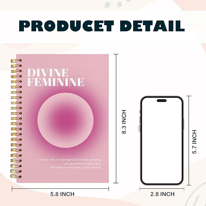 BearCake Pastel Pink Gradient Aura Notebook Journal, Divine Feminine Spiritual Notebooks, Aesthetic Notebooks, Pink Aesthetic Office Supplies, Hardcover Spiral Notebook 5.5x8.3
