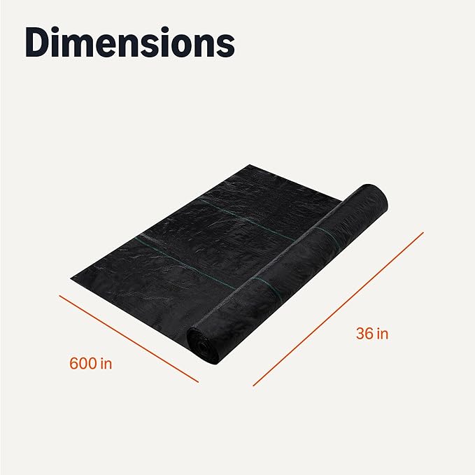 Amazon Basics Weed Barrier Fabric, Black, 1-Pack