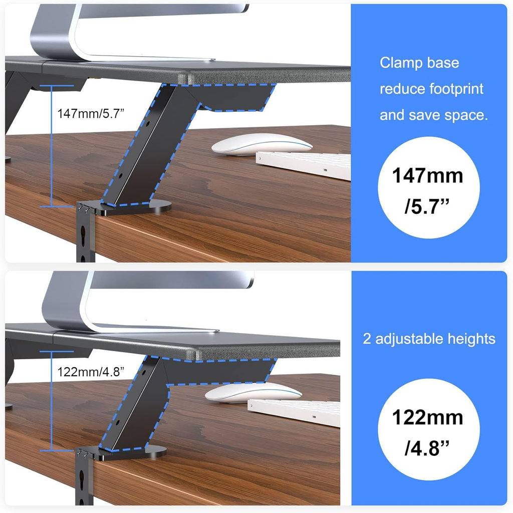 suptek Clamp-on 32 Inch Dual Monitor Desk Mount Riser Shelf Computer Stands for 2 Monitor,Laptop,Printer, Notebook,32.2” x 7.8” x 5.7”