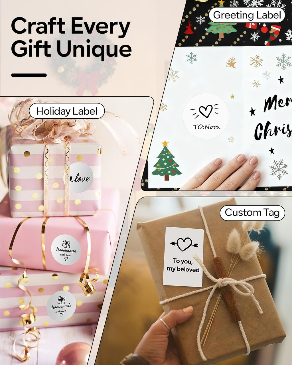 Phomemo Label Printer M110 Upgraded Label Maker Bluetooth No Ink Portable for Small Business, Address, Office, Home for Phone; for PC/Mac(USB), with 100 Labels, Baby Pink