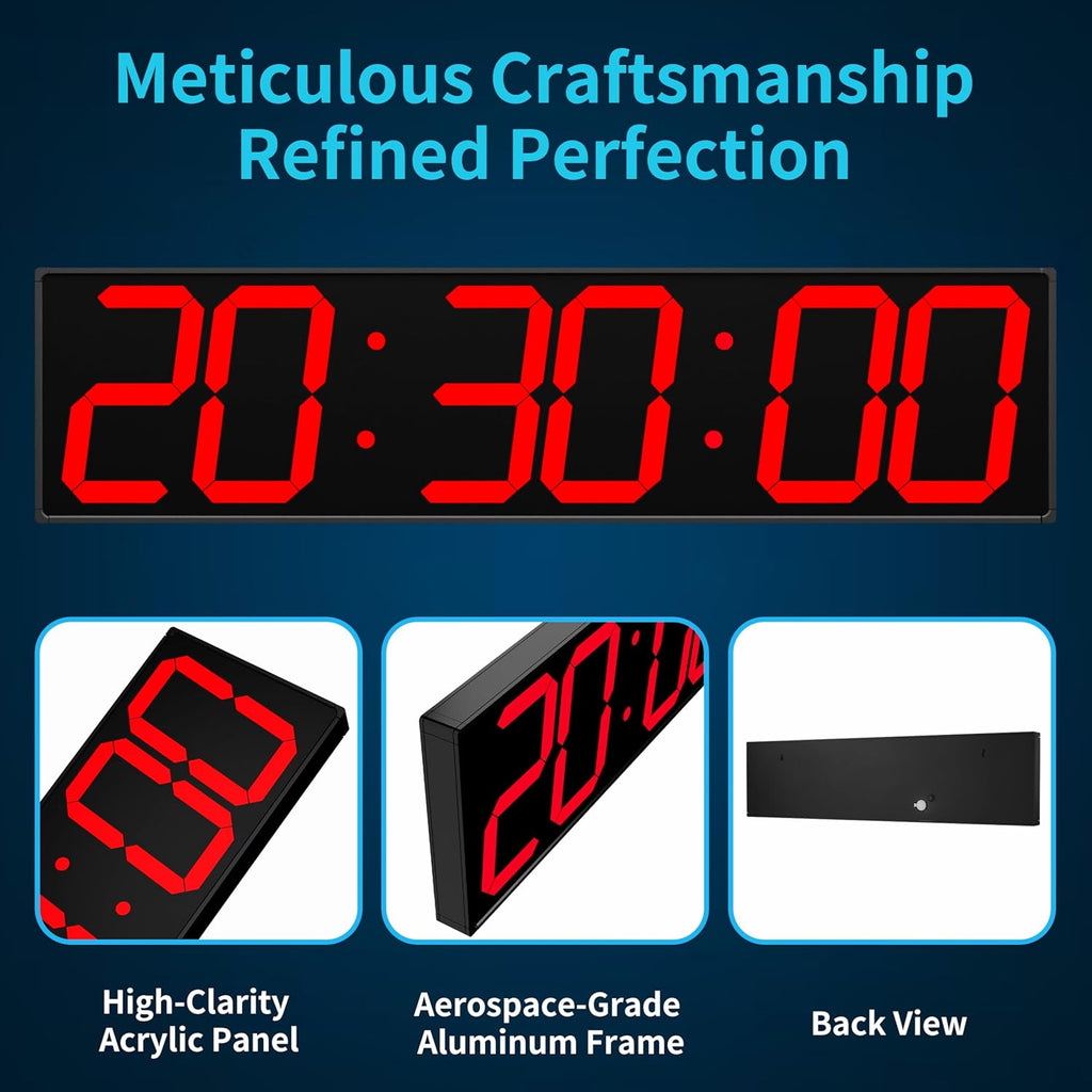 Large Digital Wall Clock 28" with GPS Auto-Sync, Remote Control & Timer, Wall-Mounted for Classroom, Office, Gym, Conference Room