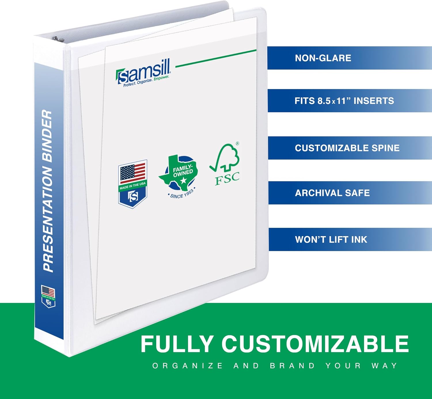 Samsill 3 Inch 3 Ring Binders, Made in USA, Economy Round Ring, Clear View Cover, 550 Sheet Capacity - for School, Home, Office - White, 4 Pack