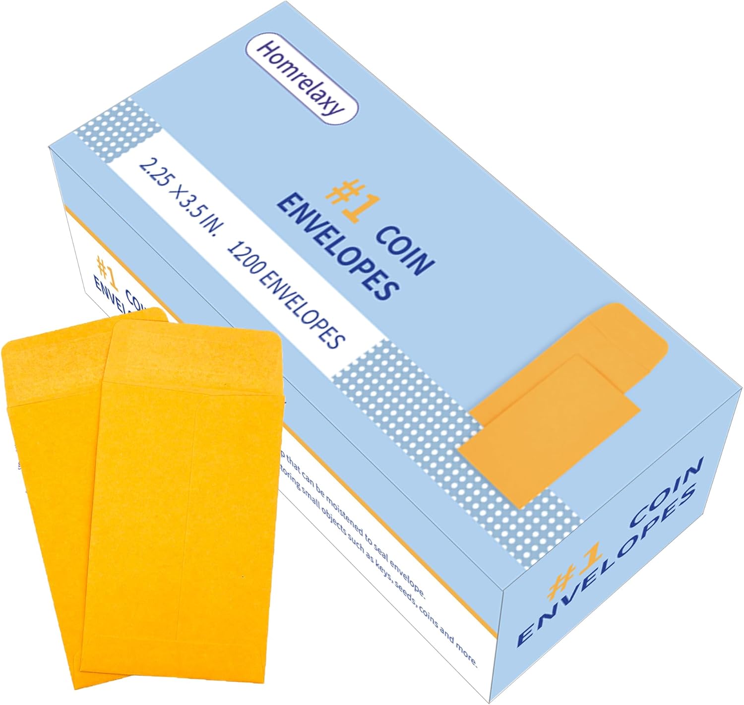 #1 1200 Pcs Small Coin Envelopes 2.25" x 3.5" with Gummed Flap, Yellow Kraft Mini Envelopes for Storing Keys, Stamps, Seeds, Tips and Small Items (1200)