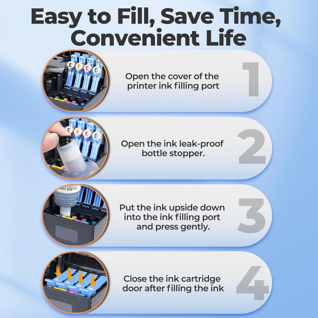 522 Ink Refill Bottles ET-2800 ET-2400 ET-4800 Replacement for 522 Ink 2800 Refill Ink for Eco tank ET-2400 ET-2720 ET-2800 ET-2803 ET-4700 ET-4800 ET-4810 ET2400 ET2720 ET2800 ET2803 ET4800 Printers