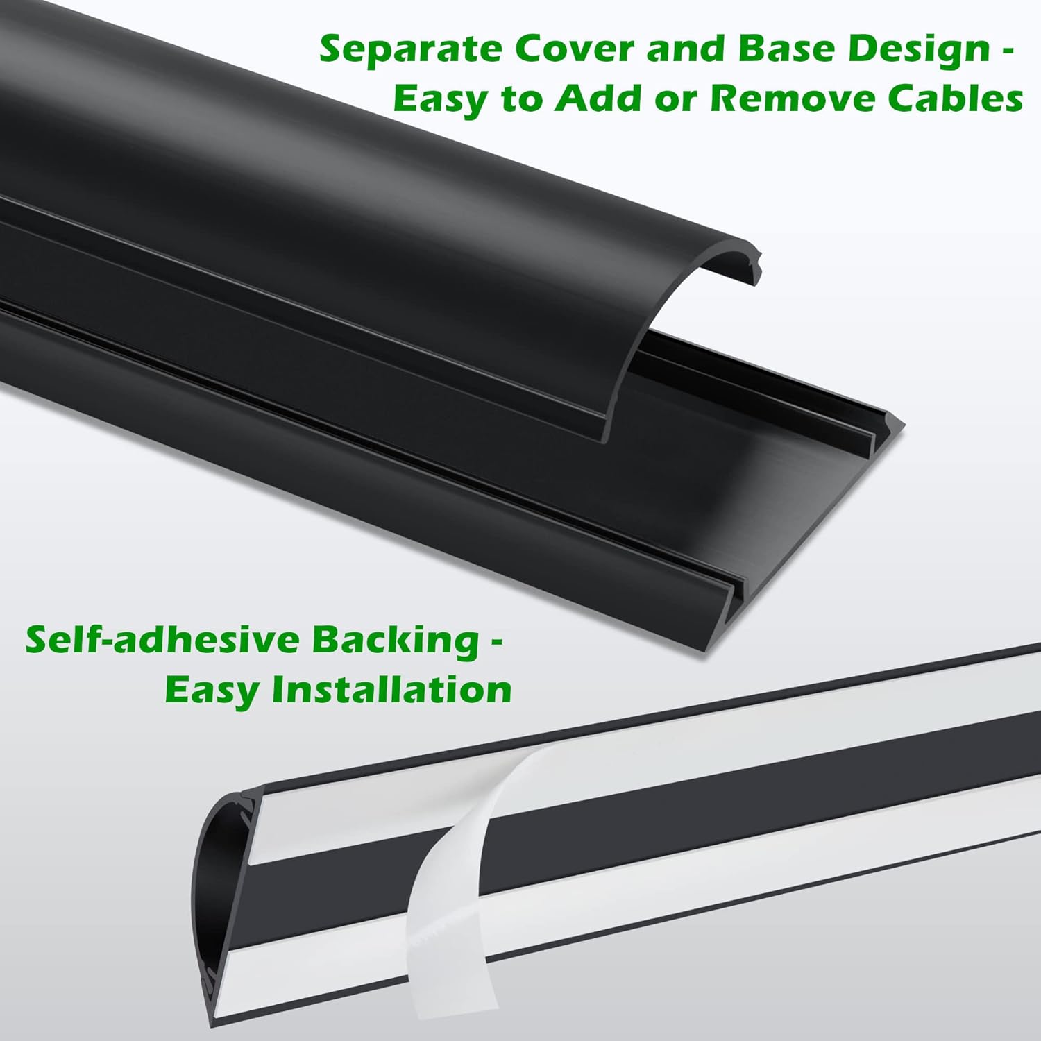 Cord Cover Floor 68in (4 x L17in), Large Capacity Floor Cable Cover, Hard PVC Cord Hider, Wire Cable Management Raceway, Black, Cord Cavity - 1.8"(W) x 0.6"(H)