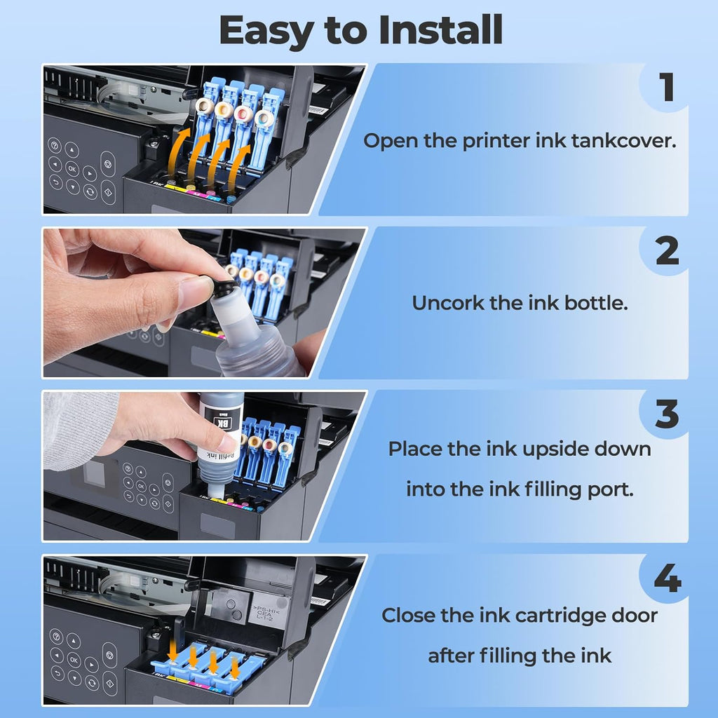 502 Ink Refill Bottles ET-2850 ET-3760 ET-3850 Replacement for 502 Ink Bottles (5 Pack) for ET 2850 ET 3850 ET-4850 ET-2760 ET3760 2850 ET-4760 ET-3830 ET-3843 ET-2750 ET-3750 ET4750 ET-15000 Printer