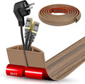Floor Cord Cover Self Adhesive Cord Hider,10FT Cable Management, Extension Strip Protector for Wires, Prevent Cable Trips for Offices, Gyms, Exhibitions Cavity:0.51"(W) x0.3(H) Woodsmokedbrown