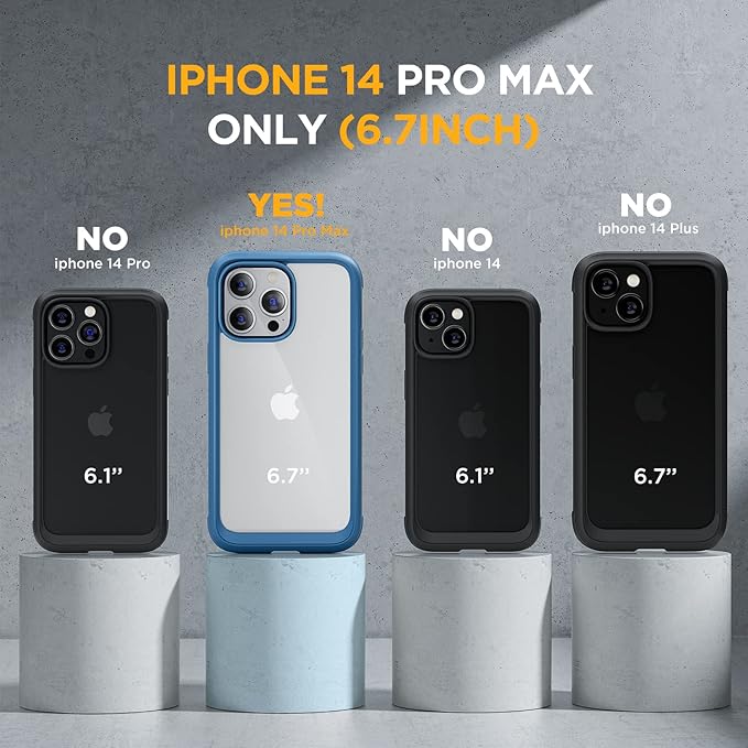 Miracase Glass Series Designed for iPhone 14 Pro Max Case 6.7 Inch, Upgrade Full-Body Bumper Case with Built-in 9H Tempered Glass Screen Protector, with Camera Lens Protector, Capri Blue