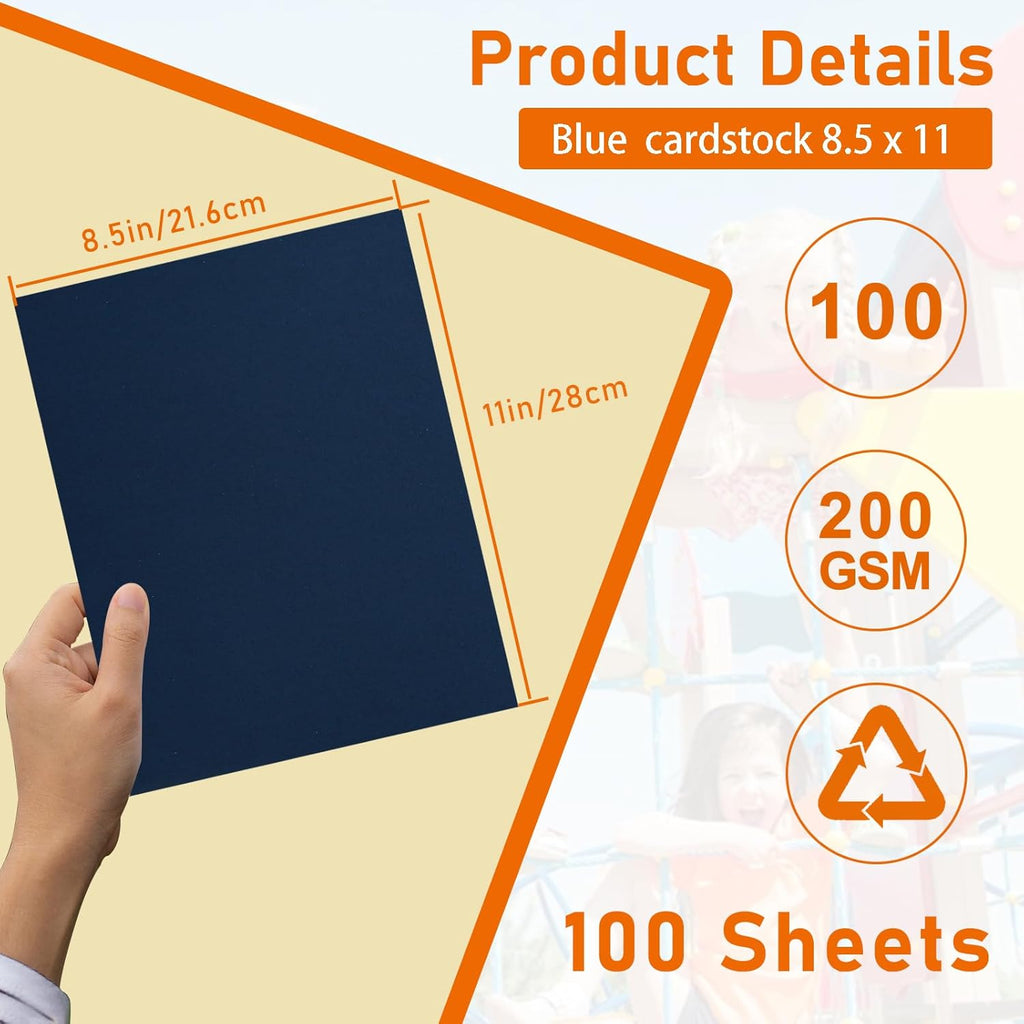 100 Sheets Navy Blue Cardstock 8.5 x 11 Scrapbooking Paper, 75lb Heavyweight Construction Paper Card Stock for Wedding Invitations, School Crafts, Memus, Making Cards, Graduations