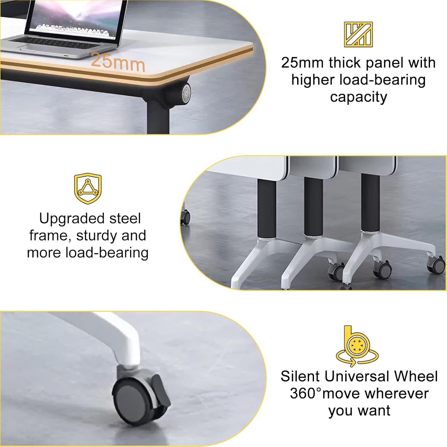 Conference Room Table with Flip-Top Design for Dynamic Meetings, Business Table Computer Desk with Heavy-Duty Frame,Foldable Seminar Meeting Tables for Home Office (6, E, 47.2IN)