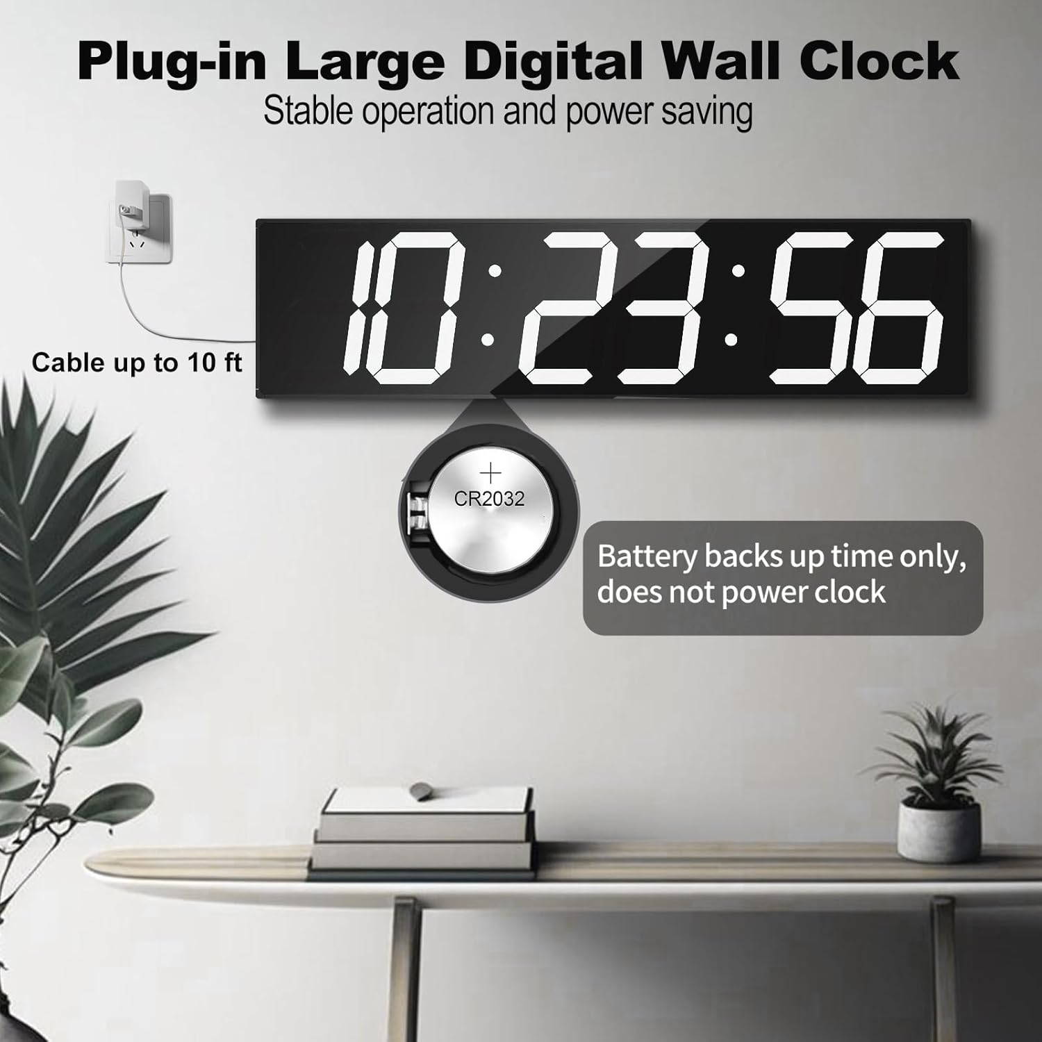Digital Wall Clock, Oversize Led Digital Clock with Auto Dimmer, Huge Countdown Timer with Remote Control, 27" Wide Led Display, 6 Digits, Wall Mount, Date and Temperature (White)