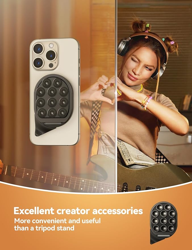 JOYROOM Suction Cup Phone Mount, Magsafe Phone Grip with Pull Ring, Silicone Suction Phone Ring Stand for iPhone Samsung Android, Cell Phone Grip Holder for Creators, Selfies, Fitness