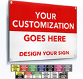 Custom Metal Business Signs, Personalized Aluminum Outdoor Signs, Waterproof, White Aluminum (Red & White, 18x12 In)