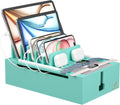 Pezin & Hulin Bamboo Charging Station, Electronic Devices Organizer for Multiple Devices Charger Such As Cell Phone, Tablet, Watch and More, Teal, (No USB Charger and Cables