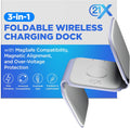 3-in-1 Foldable Magnetic Wireless Fast Charger – Travel Charging Pad Compatible with iPhone 12–16 Series, Samsung Galaxy Series, Huawei, Apple Watch, AirPods & Other Qi-Enabled Devices