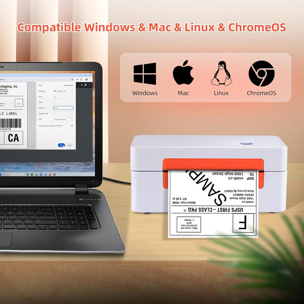 vretti USB Shipping Label Printer - 4x6 Thermal Label Printer for Shipping Packages Small Business Office or Home,Widely Used for Amazon, Ebay, Shopify, Etsy, USPS Amazon, Ebay, Shopify, Etsy, USPS