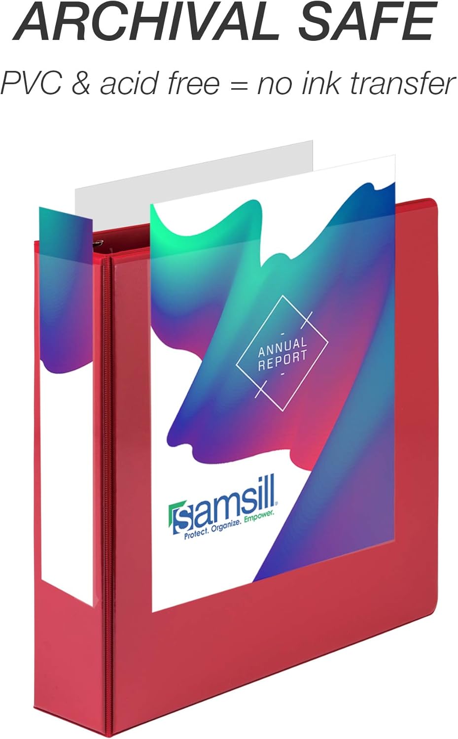 Samsill 2 Inch 3 Ring Binders, Made in USA, Economy Round Ring, Clear View Cover, 425 Sheet Capacity - for School, Home, Office - Red, 12 Pack