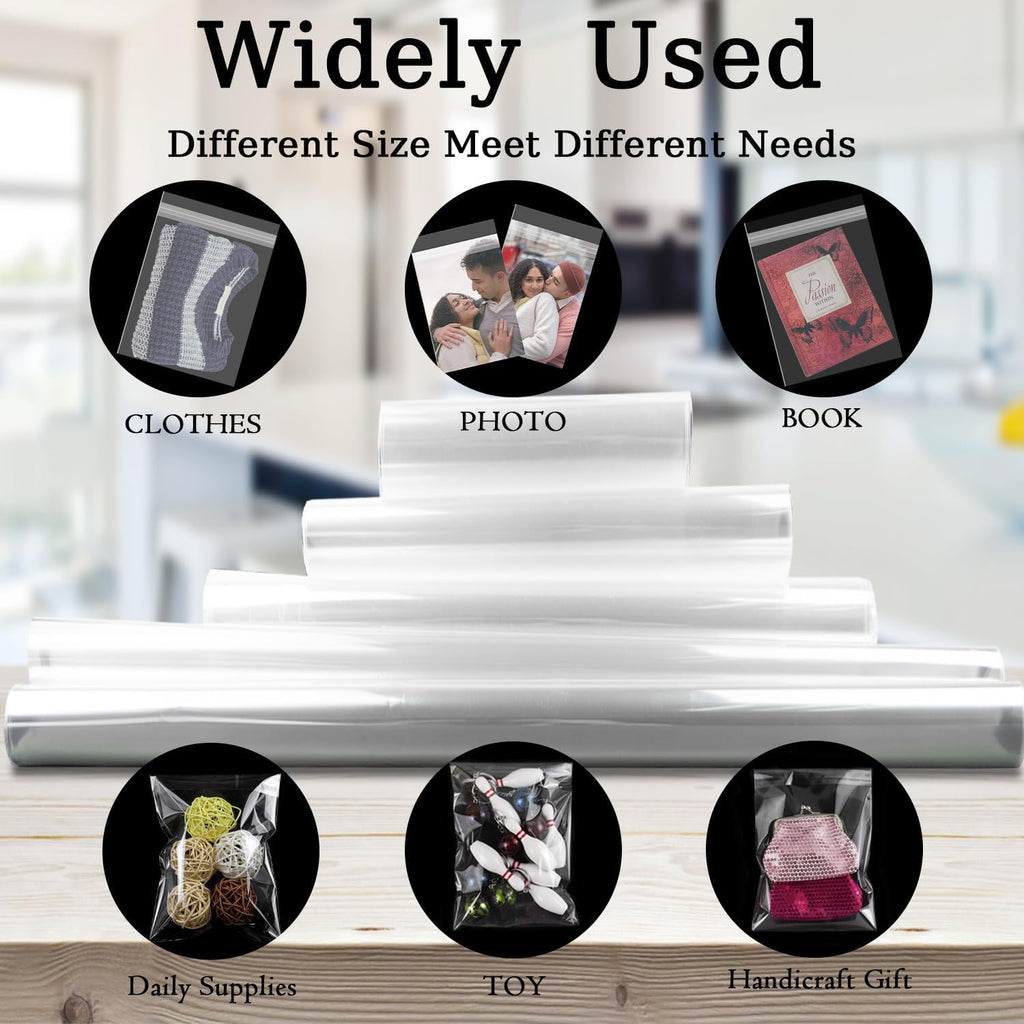 AUEAR, 9"x11" (100 Pack) Clear Plastic Sleeves - Acid Free 1.6Mil Crystal Resealable Bags -Fit for 8.5x11 Photos, Art Prints, Pictures, Papers