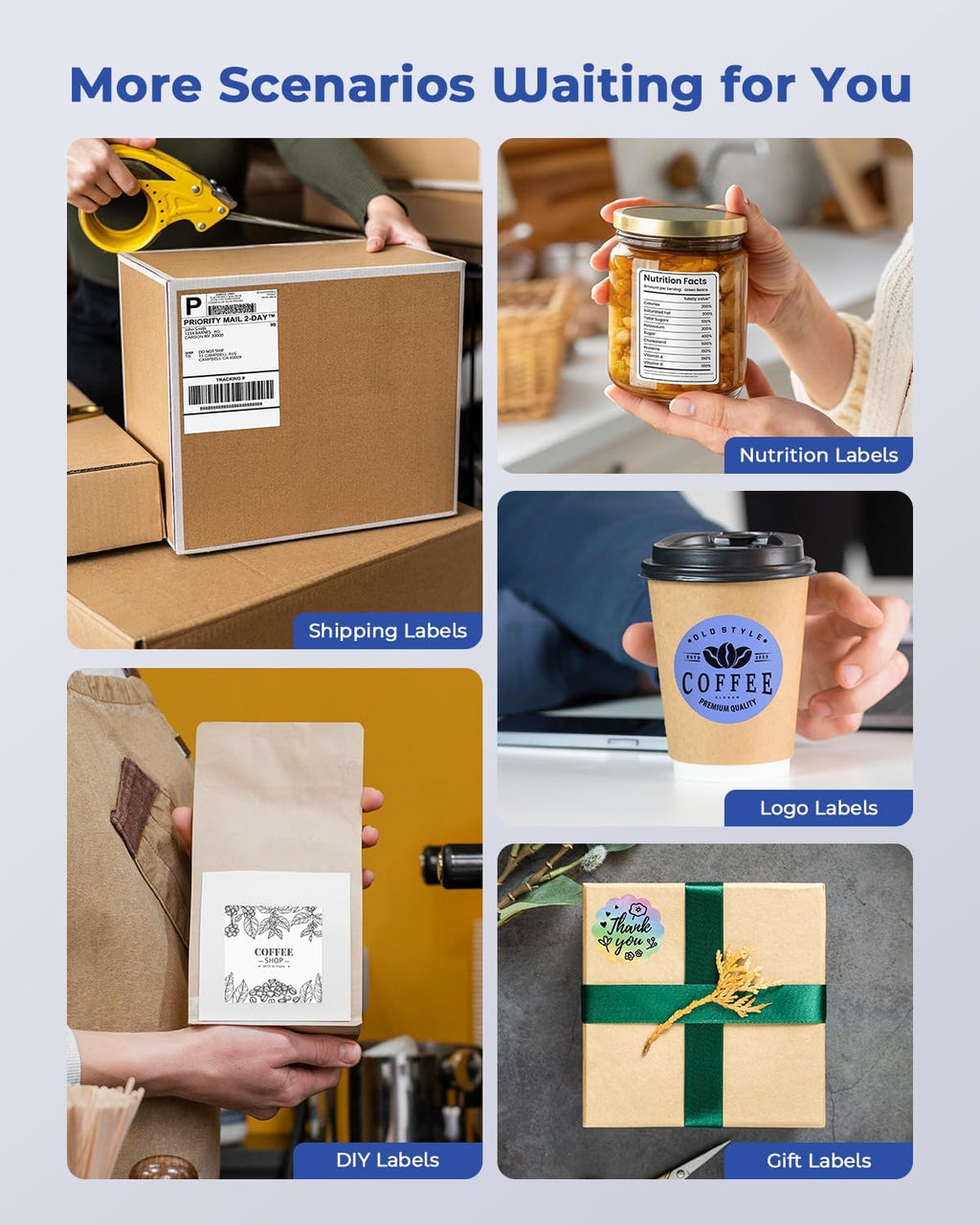 Phomemo Label Printer, Bluetooth M421 4 x 6 Shipping Label Printer, Thermal Portable Printers for Shipping, Warehouse, Barcode, Address,Compatible with Phone & PC,