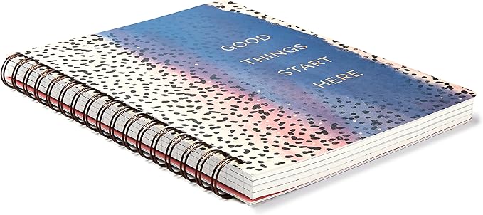 Compendium Spiral Notebook - Good Things Start Here — A Designer Spiral Notebook with 192 Lined Pages, College Ruled, 7.0”W x 9.25”H