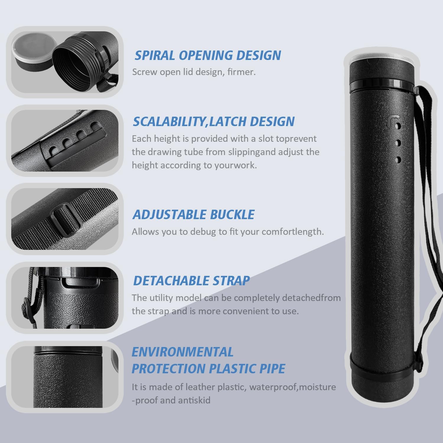 Poster Tube with Strap,2Pack Expandable Poster Storage Tubes Expand from 24.5" to 40" ,Waterproof Telescoping Blueprint Art Document Transport Carrying Tube