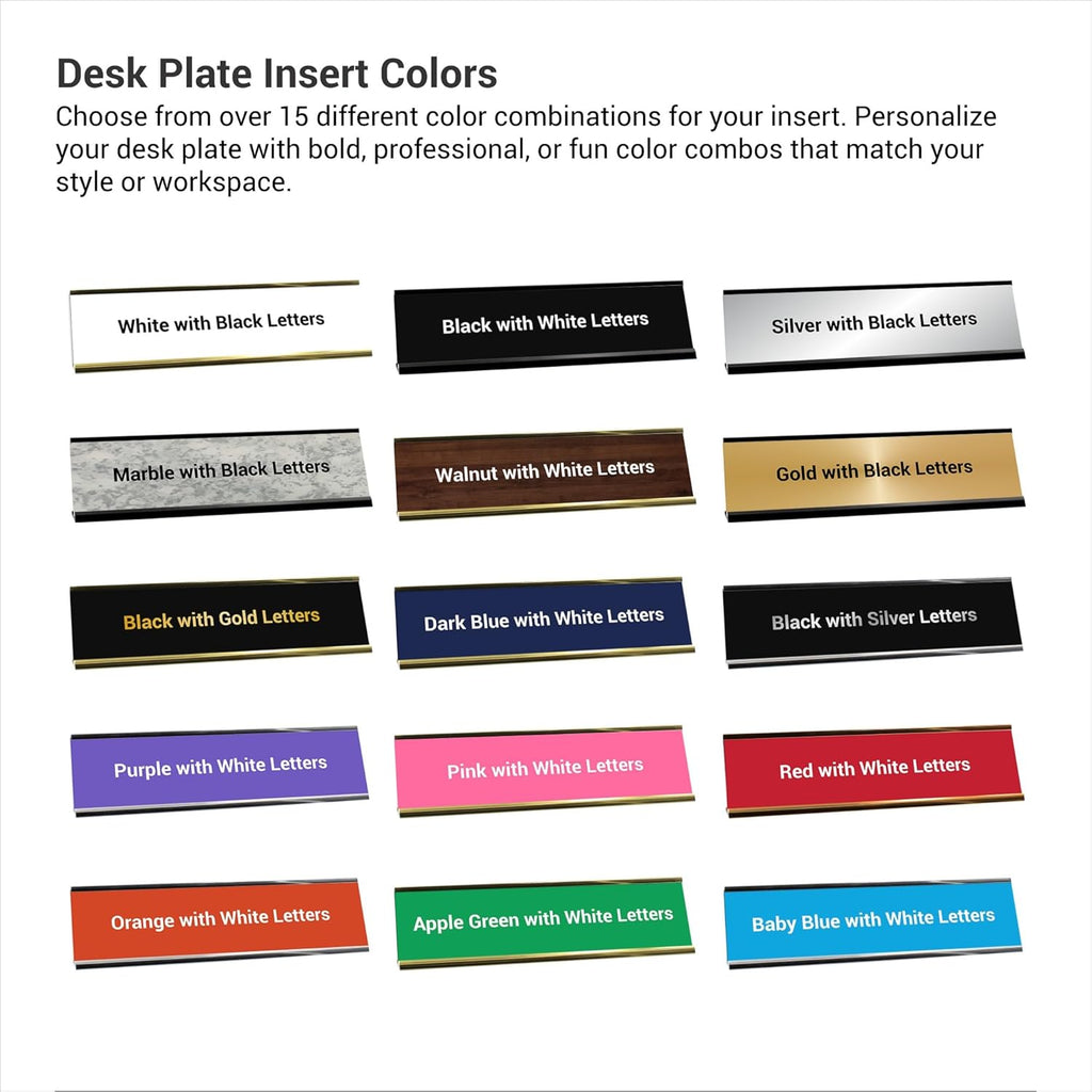 Custom Engraved Desk Plate | Personalized with your Name and Title | Perfect Decor for Office, Business, or Home | Multiple Font and Color Options | 2x8" or 2x10" (Black w/Silver Letters, 2x8")