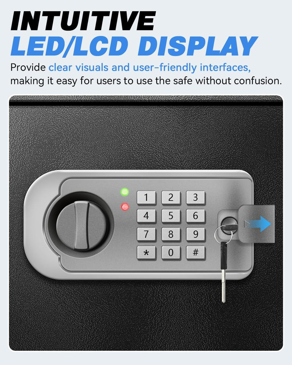 Large Safe Box for Home - 3.0 CuFt Heavy-Duty Cabinet with Motion Light & Dual Alarm, Digital Keypad & Override Key, Removable Shelf - Spacious Black Safe for Documents, Laptops, and More