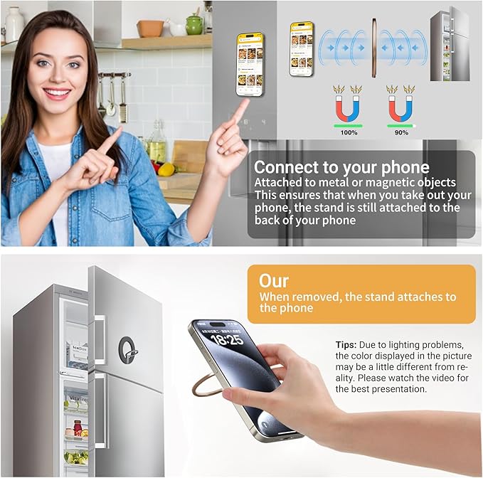 OPSO Magnetic Phone Ring Holder for MagSafe, 360° Rotatable Gym Finger Ring Grip Stand, [Dual-Sided Magnet] Magnetic Phone Grip Adjustable Kickstand for iPhone 16 15 14 13 12/Pro/Max, All Smartphone