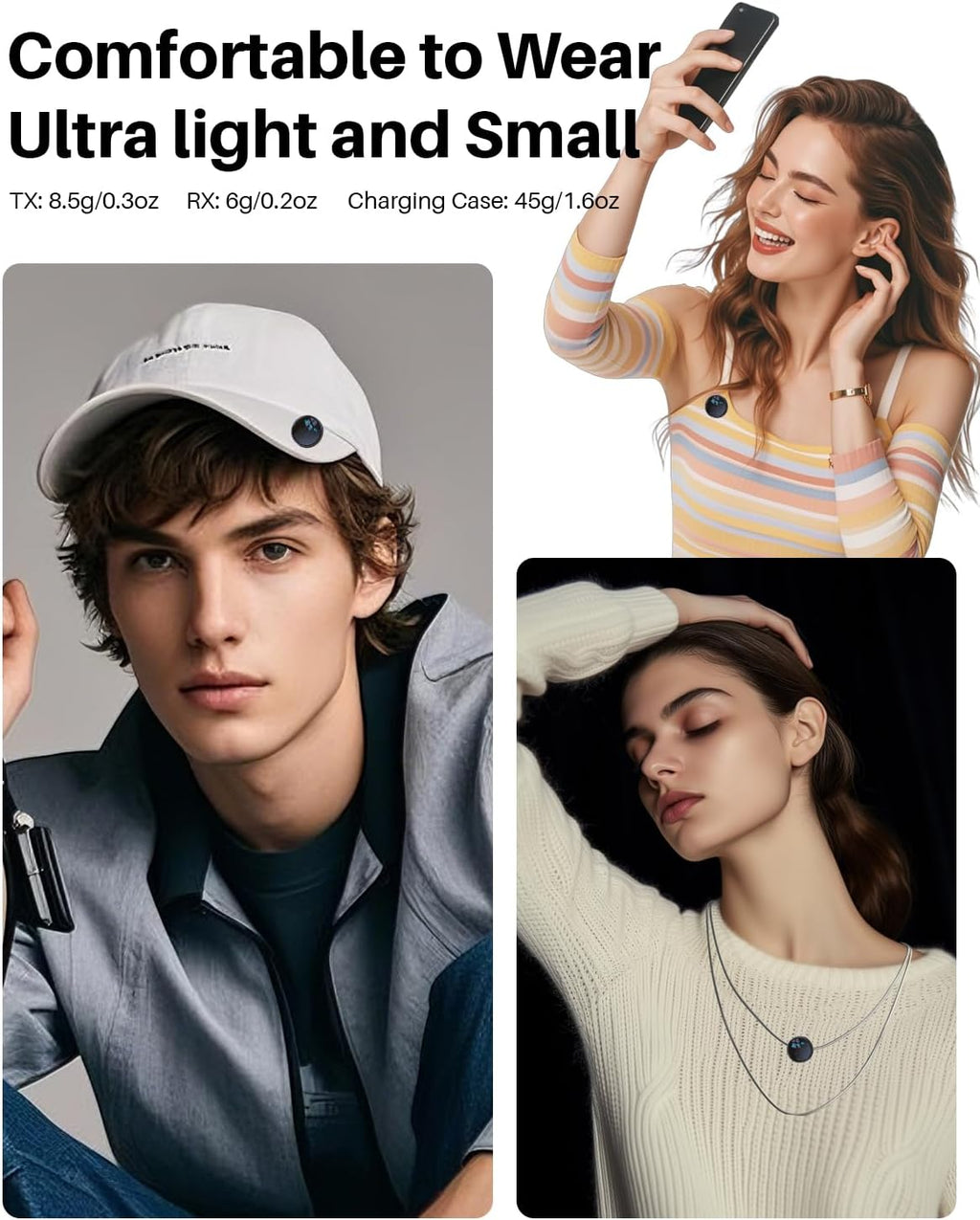 2Pack Wireless Lavalier Microphone for iPhone iPad Android with Charging Case, Mini Clip/Magnetic Microphones for Lightning/USB-C Video Recording, Vlogging, YouTube, Interviews, 100FT