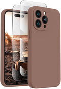 FireNova Designed for iPhone 15 Pro Case, Silicone Upgraded [Camera Protection] Phone Case with [2 Screen Protectors], Soft Anti-Scratch Microfiber Lining Inside, 6.1 inch, Light Brown