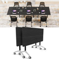 Conference Room Table with Flip-Top Design for Dynamic Meetings, Business Table Computer Desk with Heavy-Duty Frame,Foldable Seminar Meeting Tables for Home Office (2, F, 47.2IN)