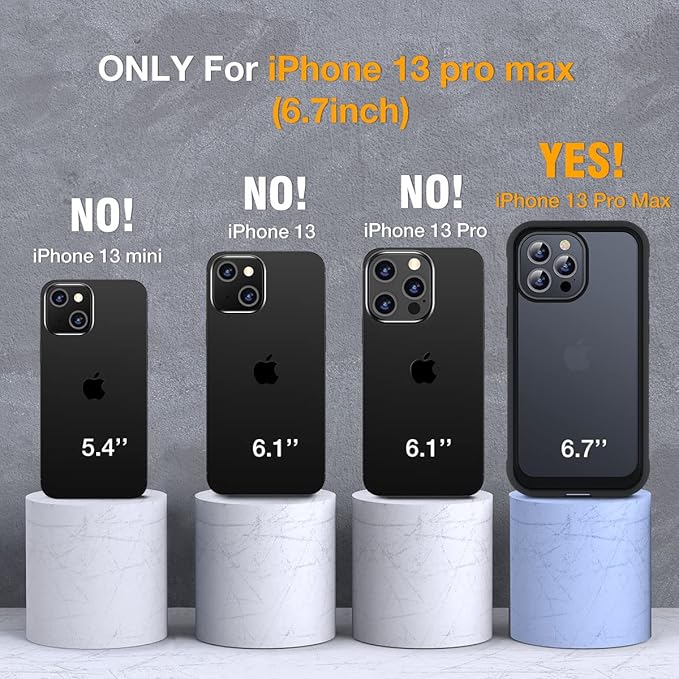 Miracase Glass Case for iPhone 13 Pro Max 6.7 inch, Upgrade Full-Body Clear Bumper Case with Built-in 9H Tempered Glass Screen Protector for iPhone 13 Pro Max, Matte Black