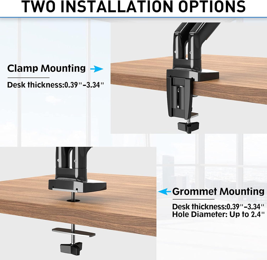 MOUNTUP Dual Monitor Mount for 2 Max 35 inch Ultrawide Screens, Hold 6.6-30.9lbs, Full Motion Gas Spring Monitor Desk Arm, Heavy Duty Dual Monitor Stand for Desk, VESA Bracket with Clamp/Grommet Base