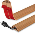 Floor Cord Cover for Wires on Floor Self Adhesive Cord Hider Floor Cable Management Wire Covers for Cords Protector Prevent Cable Trips Cord Cavity W 0.32" x H 0.32", Brown Wood, 20Ft