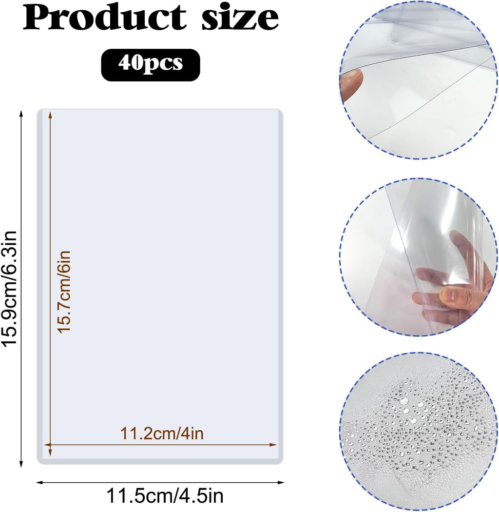 4" x 6" Photo Postcard Protectors, Rigid Hard Print Protectors, Clear Waterproof Protectors, Paper Sleeves Photo Plastic Sleeves Document Holder, Memories and Collectibles Storage (40 Pack)