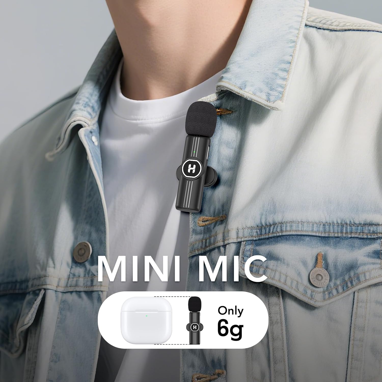 Mini Wireless Lavalier Microphone for iPhone, iPad, Android Phone - Noise Reduction Lapel USB C Bluetooth Mic for Recording, Clip on Omni Lav Mic for Video Recording, Tiktok, YouTube, Vlog