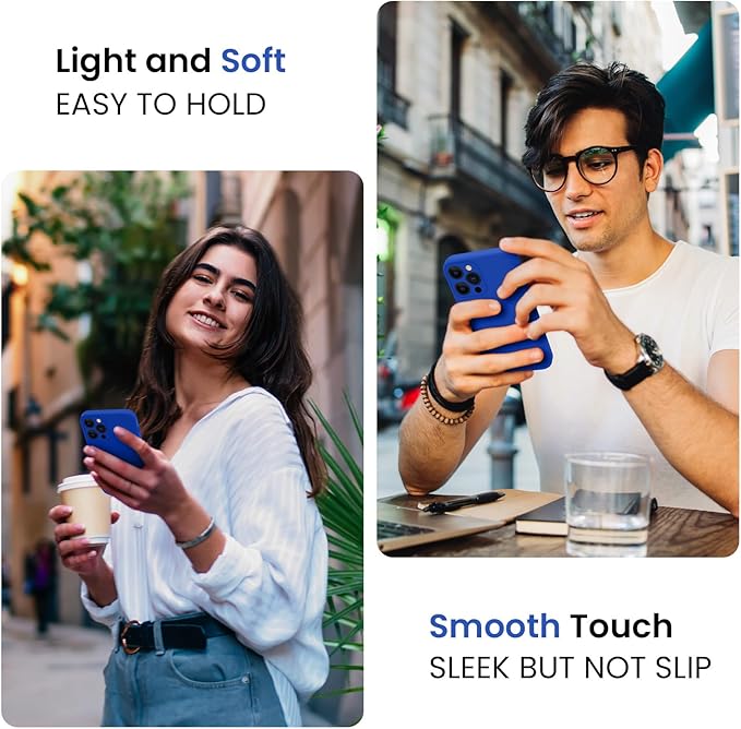 FireNova Designed for iPhone 13 Pro Max Case, Silicone [Camera Protection] Phone Case with [2 Screen Protectors], Soft Anti-Scratch Microfiber Lining Inside, 6.7 inch, Klein Blue