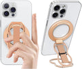 RESPECTED-BRO-Magnetic-Phone-Grip-Stand-with-Finger-Strap, 4-in-1 Magnetic Ring Holder, Kickstand and Elastic Strap for Smartphones, Universal Fit for iPhone, Android, and Cases (Rose Gold)