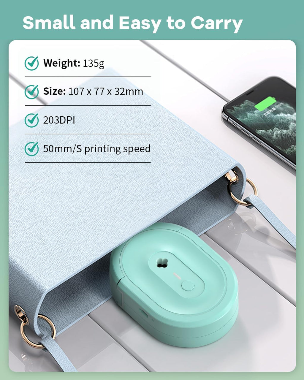 Label Maker Machine with Tape, N12 Portable Bluetooth Label Printer, Wireless Mini Label Makers Thermal Sticker with Multiple Templates for Home, Kitchen, School, Office Organization, Green